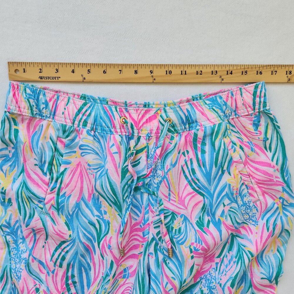Lilly Pulitzer Taron Linen Tropical Print Lounge Pants Summer Vacation Casual - Picture 9 of 9